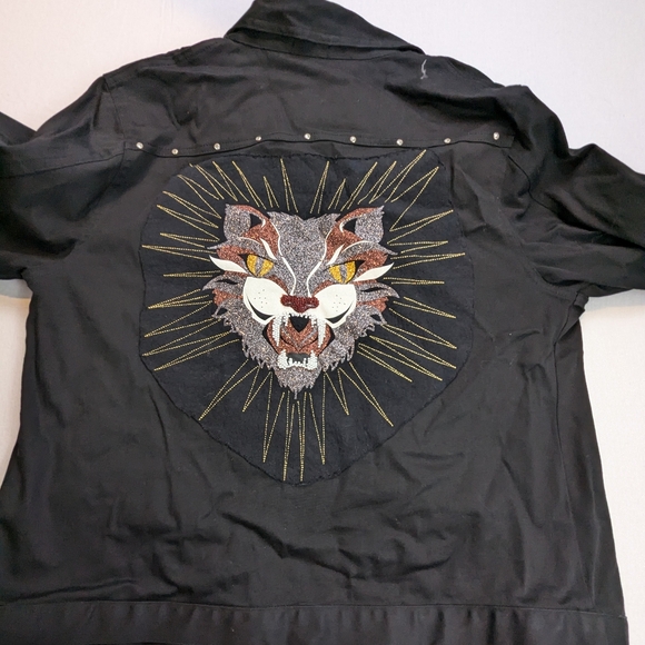 Power Cat Black Custom Embellished Jacket Size Large - Picture 2 of 10